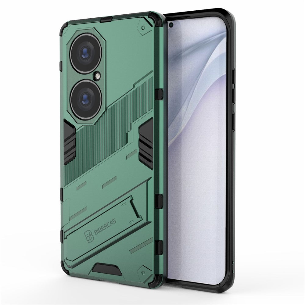 Hopfällbart stativ, stötsäkert PC + TPU hybrid-mobilskal med skydd för Huawei P50 Pro