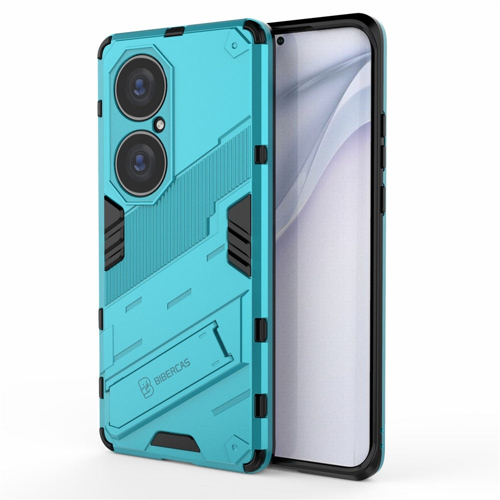 Hopfällbart stativ, stötsäkert PC + TPU hybrid-mobilskal med skydd för Huawei P50 Pro