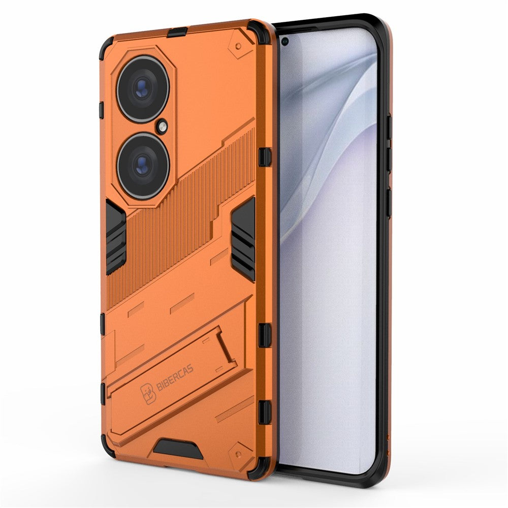 Hopfällbart stativ, stötsäkert PC + TPU hybrid-mobilskal med skydd för Huawei P50 Pro