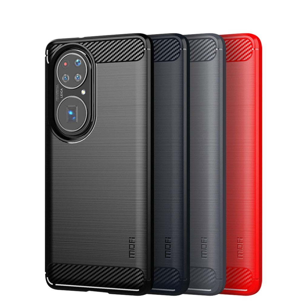 MOFI borstad design kolfiber mjukt TPU-skal för Huawei P50 Pro