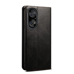Waxy Crazy Horse Texture Leather Full Protection Wallet Stand Phone Case for Huawei P50 Pro