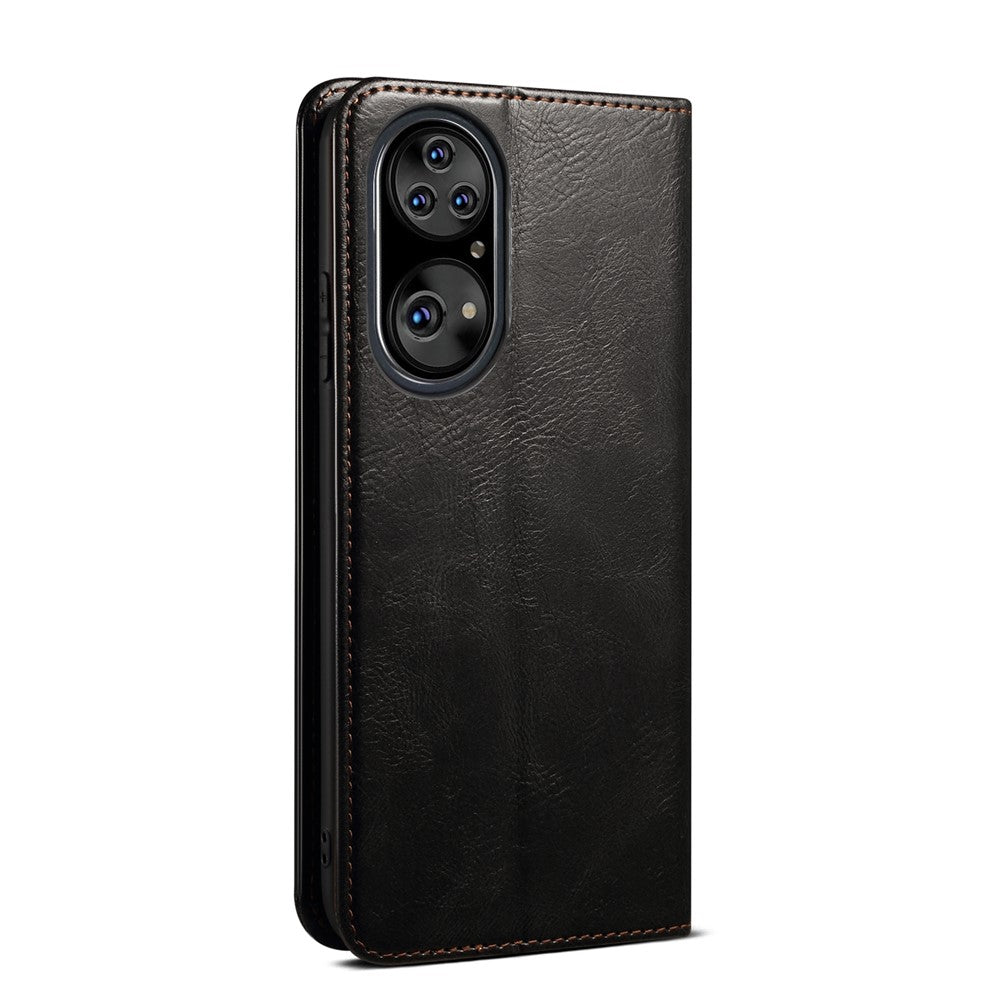 Waxy Crazy Horse Texture Leather Full Protection Wallet Stand Phone Case for Huawei P50 Pro