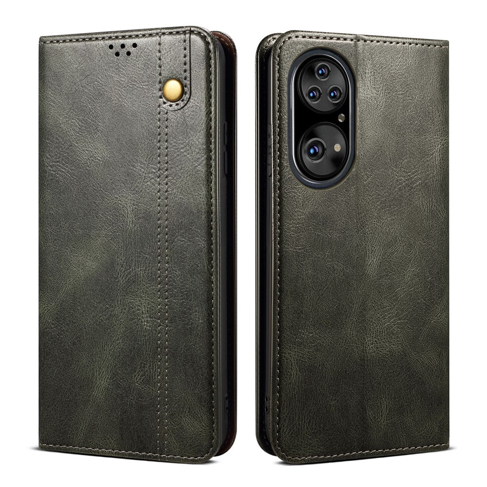 Vaxigt Crazy Horse-läder med full skyddsfunktion och stativ till Huawei P50 Pro