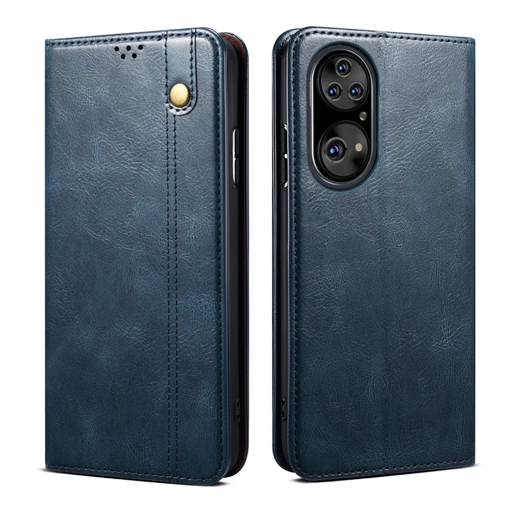 Vaxigt Crazy Horse-läder med full skyddsfunktion och stativ till Huawei P50 Pro