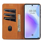 AZNS PU-läderfodral i stötsäkert, magnetiskt flip-fodral med stativ för Huawei P50 Pro