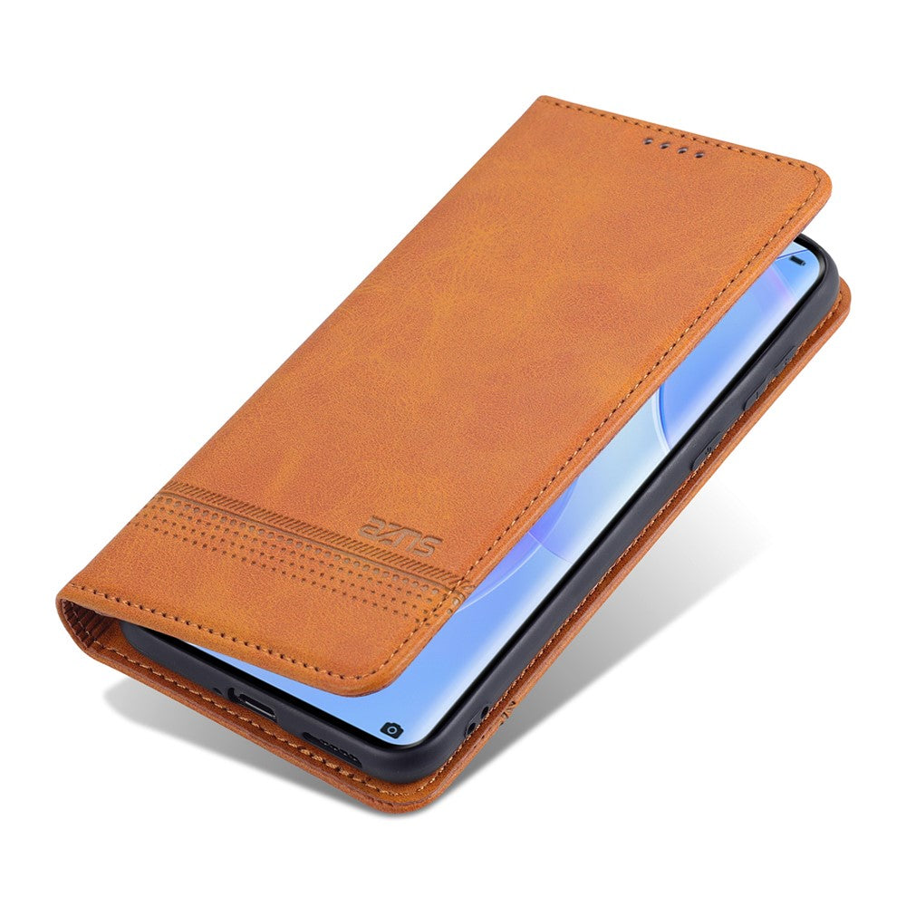 AZNS PU-läderfodral i stötsäkert, magnetiskt flip-fodral med stativ för Huawei P50 Pro