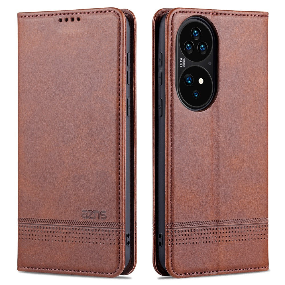 AZNS PU-läderfodral i stötsäkert, magnetiskt flip-fodral med stativ för Huawei P50 Pro