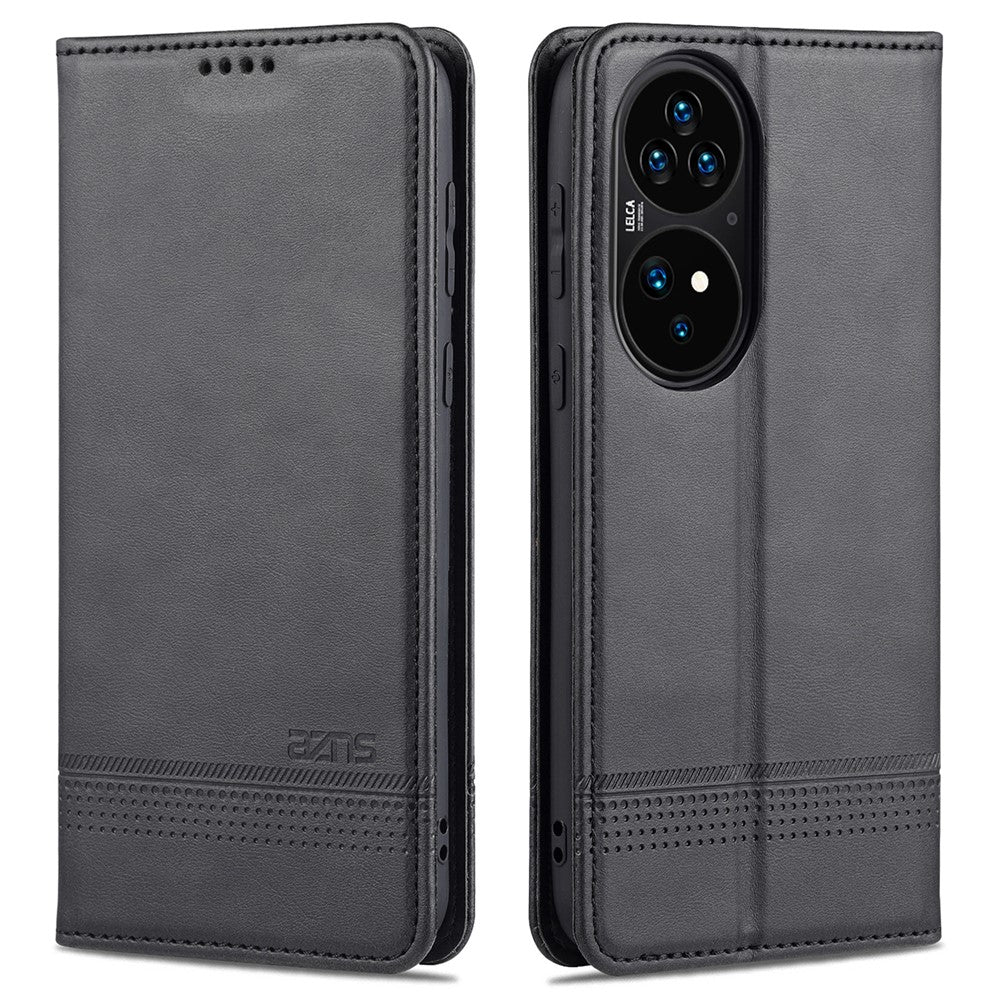 AZNS PU-läderfodral i stötsäkert, magnetiskt flip-fodral med stativ för Huawei P50 Pro