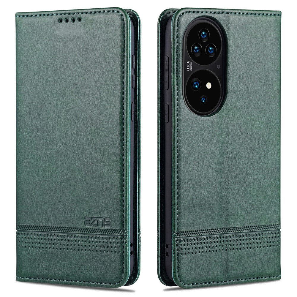 AZNS PU-läderfodral i stötsäkert, magnetiskt flip-fodral med stativ för Huawei P50 Pro