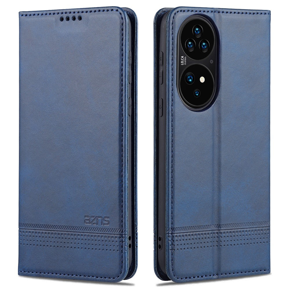 AZNS PU-läderfodral i stötsäkert, magnetiskt flip-fodral med stativ för Huawei P50 Pro