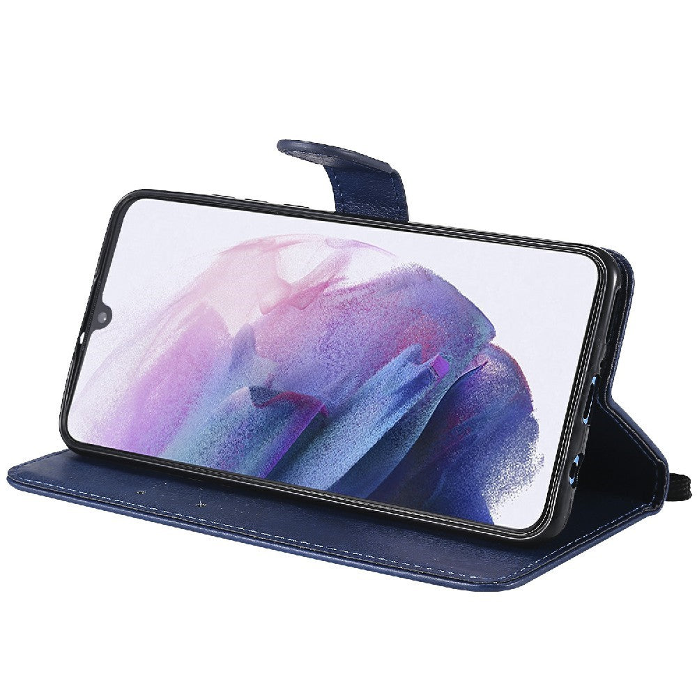 Huawei P30 Lite / Nova 4e Skal Enfärgat Läder Mobilskal Plånboksfodral med Rem