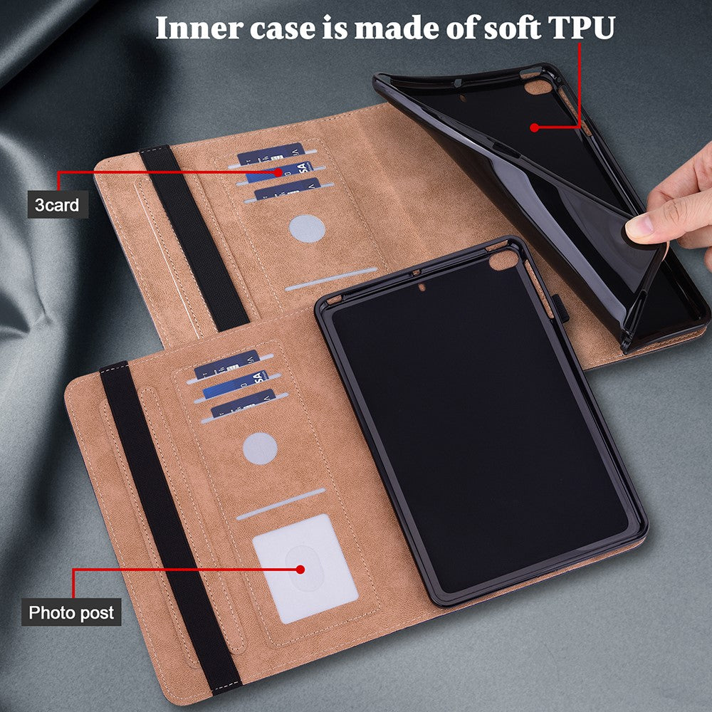 Solid Color Elastic Pen Strap Leather Tablet Cover with Stand Card Slots for Huawei MatePad 11 (2021)