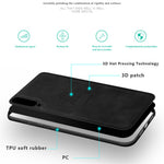 PINWUYO Heavy Duty TPU Edges Hard PC Back with PU Leather Rugged Shockproof Phone Case for Huawei P20 Pro