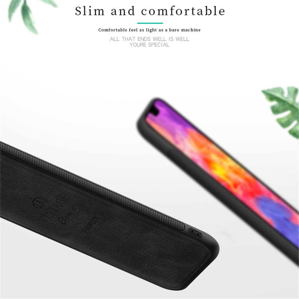PINWUYO Heavy Duty TPU Edges Hard PC Back with PU Leather Rugged Shockproof Phone Case for Huawei P20 Pro