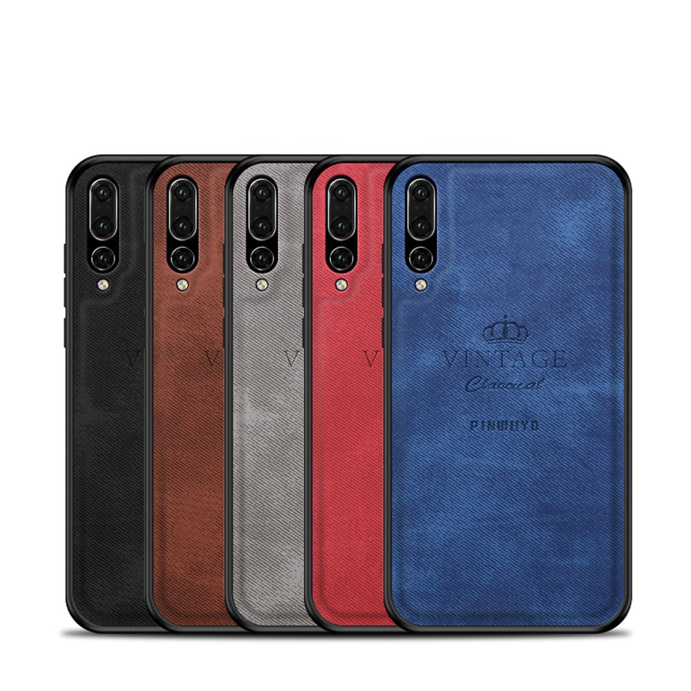 PINWUYO Heavy Duty TPU Edges Hard PC Back with PU Leather Rugged Shockproof Phone Case for Huawei P20 Pro