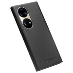 QIALINO View Window Design Ultra-Thin Top Layer Genuine Cowhide Leather Case Protective Phone Cover for Huawei P50 Pro