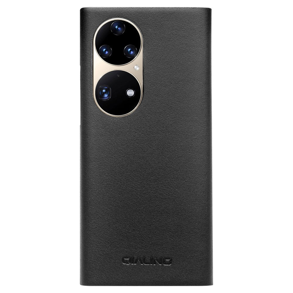 QIALINO View Window Design Ultra-Thin Top Layer Genuine Cowhide Leather Case Protective Phone Cover for Huawei P50 Pro