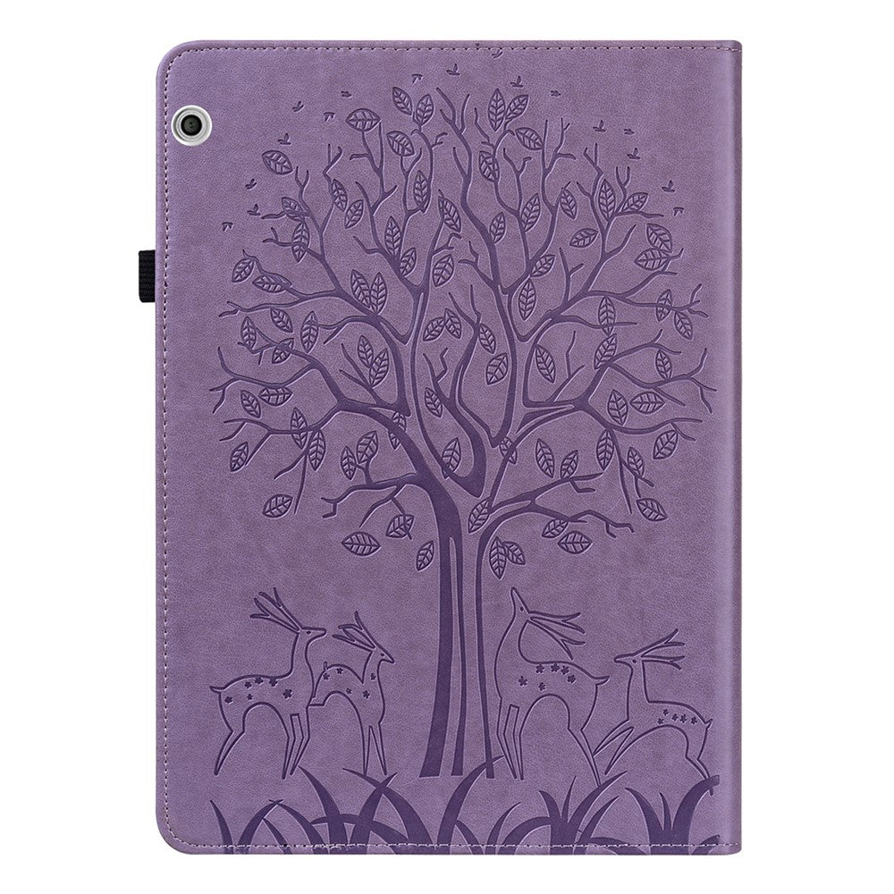 Tree and Deer Pattern Imprinted PU Leather Tablet Stand Cover Case with Card Slots for Huawei MediaPad T3 10