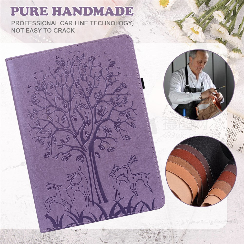 Tree and Deer Pattern Imprinted PU Leather Tablet Stand Cover Case with Card Slots for Huawei MediaPad T3 10