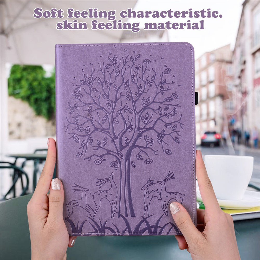 Tree and Deer Pattern Imprinted PU Leather Tablet Stand Cover Case with Card Slots for Huawei MediaPad T3 10