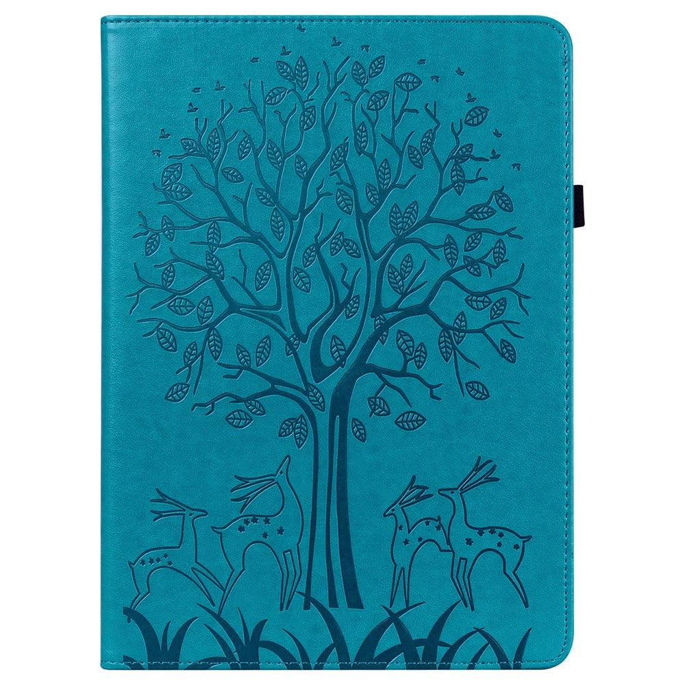 Imprinted Tree and Deer Stand Design Leather Case Shell with Card Slots for Huawei MatePad Pro 10.8 (2021)