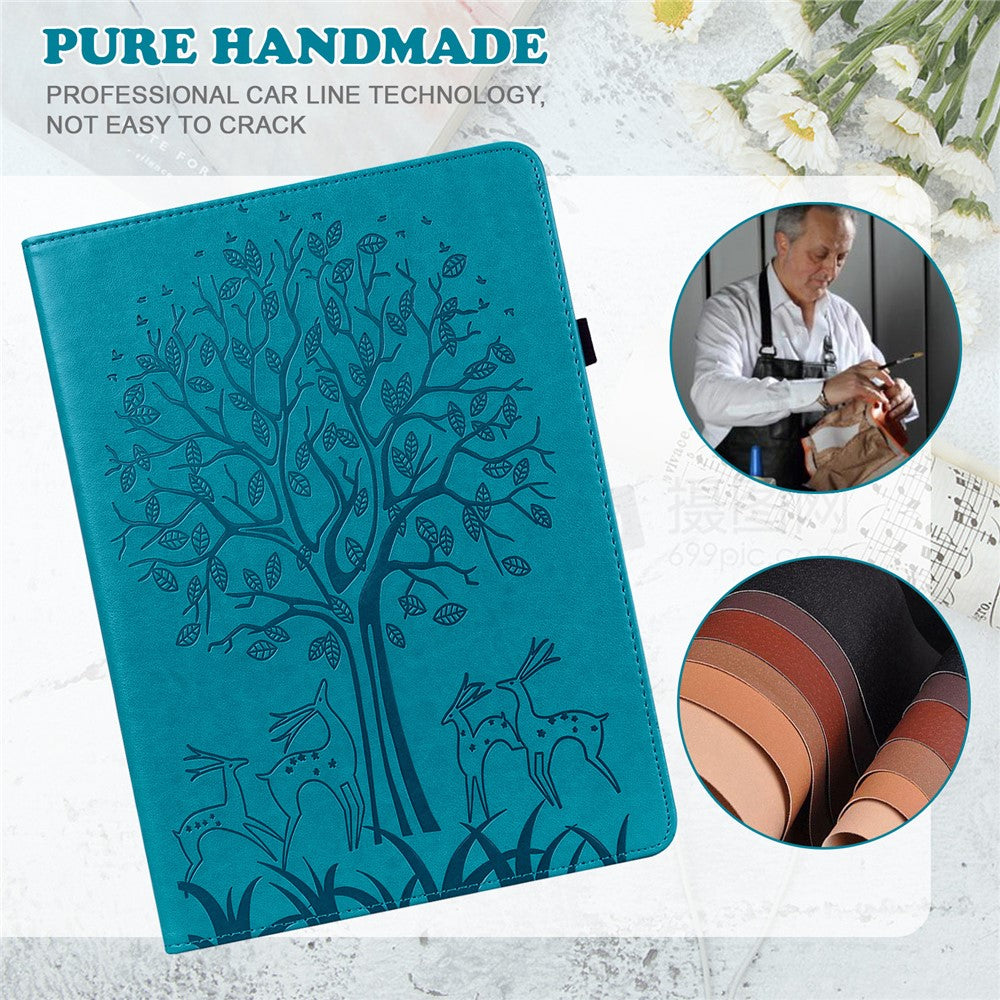 Imprinted Tree and Deer Stand Design Leather Case Shell with Card Slots for Huawei MatePad Pro 10.8 (2021)