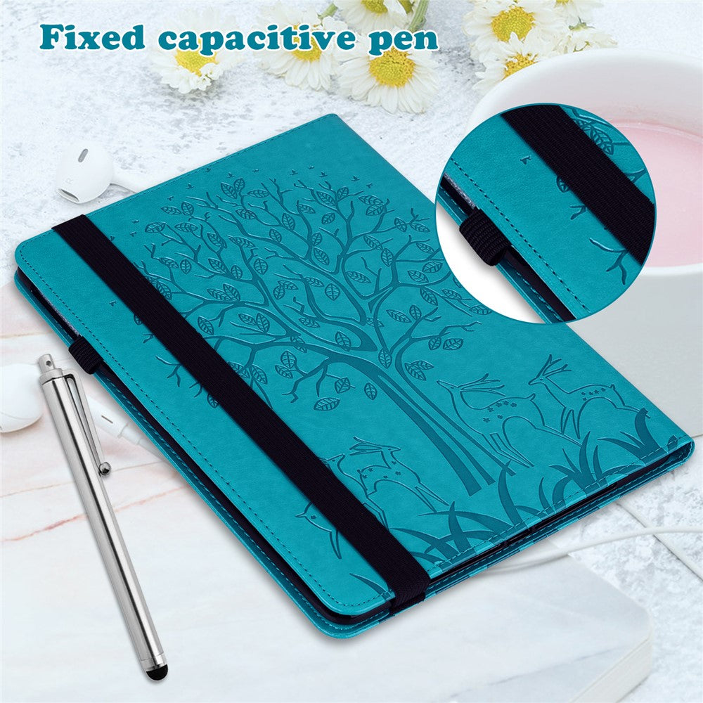 Imprinted Tree and Deer Stand Design Leather Case Shell with Card Slots for Huawei MatePad Pro 10.8 (2021)
