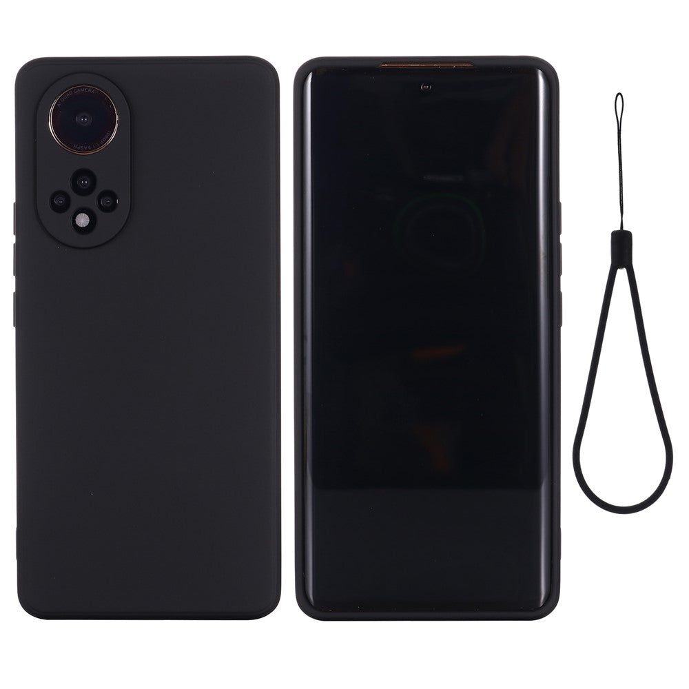 Soft Liquid Silicone Anti-Scratch Microfiber Lining Protective Case with Strap for Huawei nova 9 / Honor 50