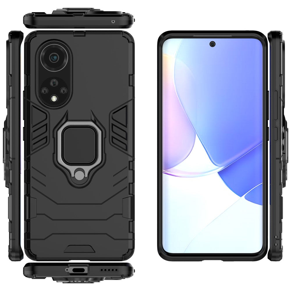 Dual-Layer Soft Flexible TPU + Hard PC Anti-Slip Protective Phone Case with Kickstand for Huawei nova 9