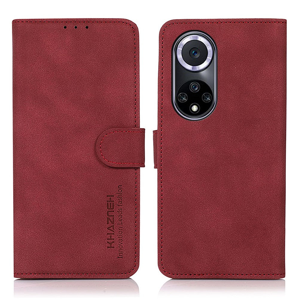KHAZNEH Textured Anti-drop PU Leather Phone Cover Stand Wallet Case for Huawei nova 9