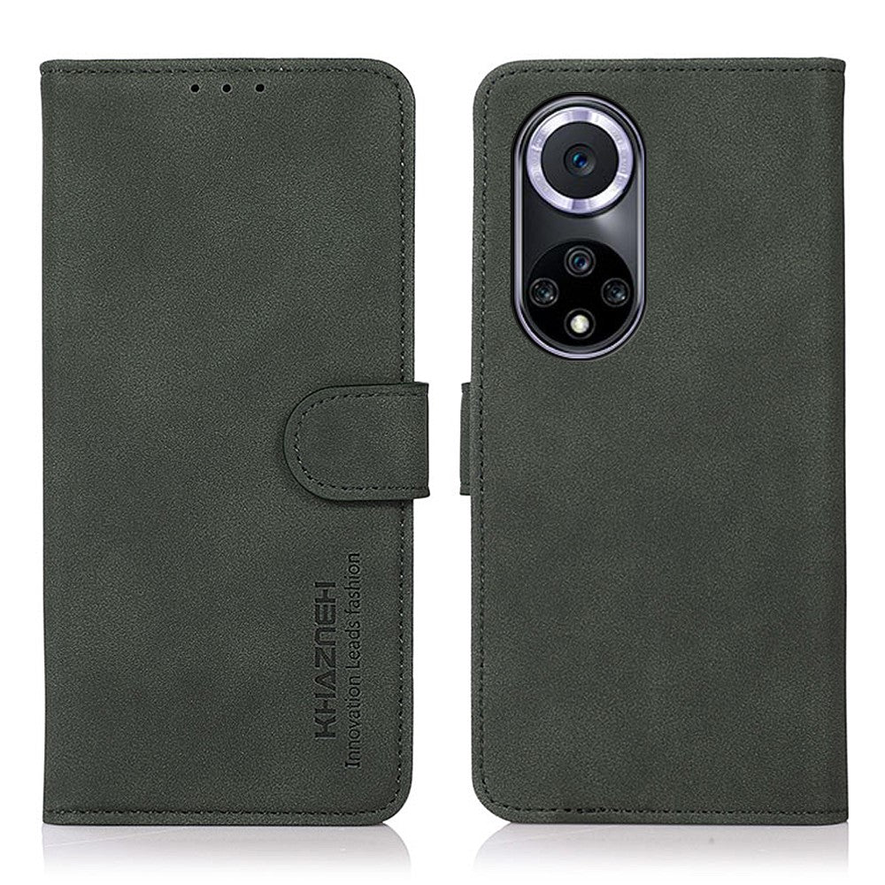 KHAZNEH Textured Anti-drop PU Leather Phone Cover Stand Wallet Case for Huawei nova 9
