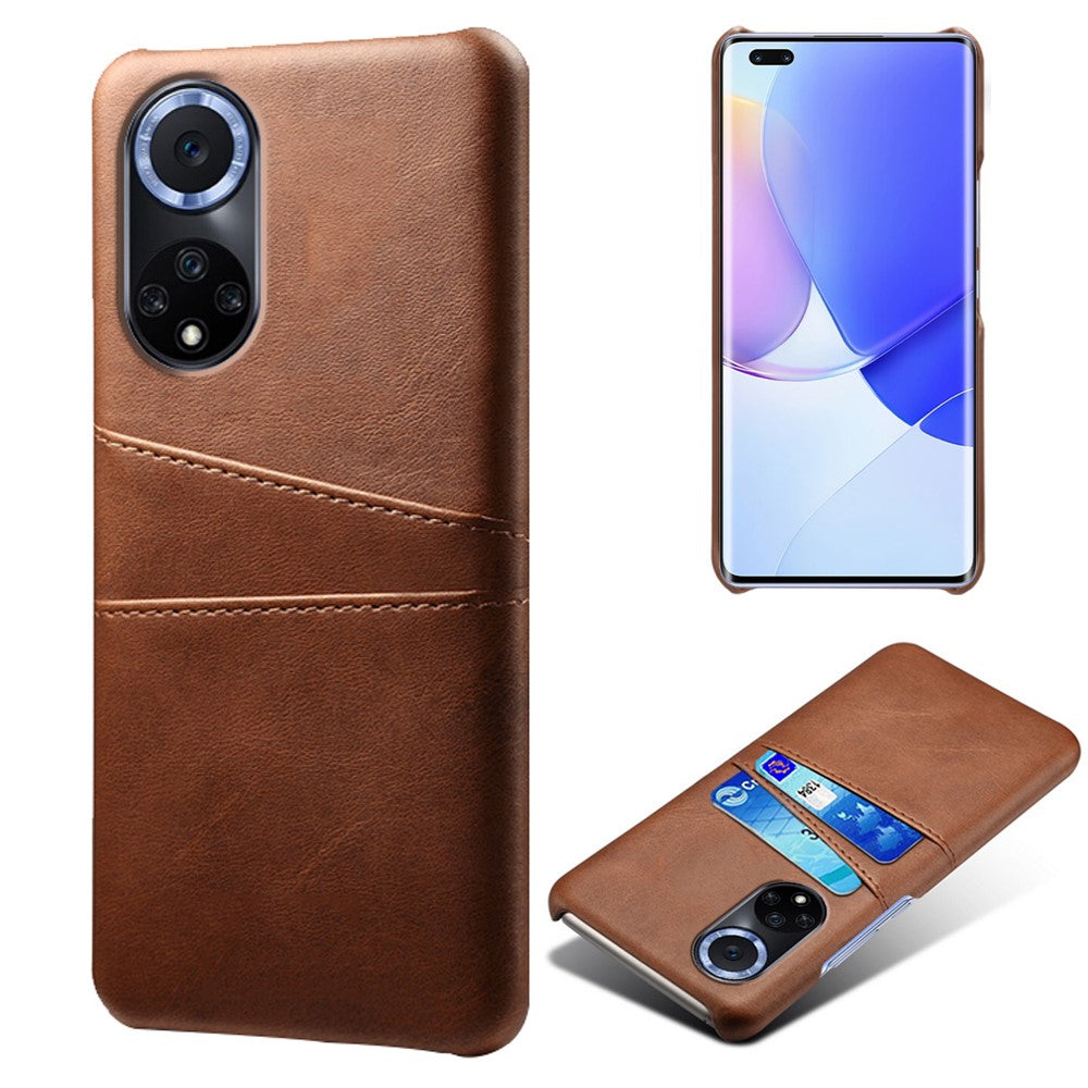 Dual Card Slots Design Phone Cover PU Leather + PC Hard Case for Huawei nova 9 / Honor 50