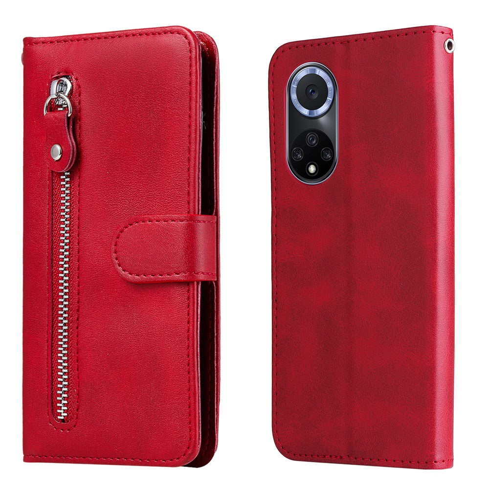 PU Leather Phone Case All-Inclusive Case with Zipper Pocket Design Wallet and Stand for Huawei nova 9/Honor 50