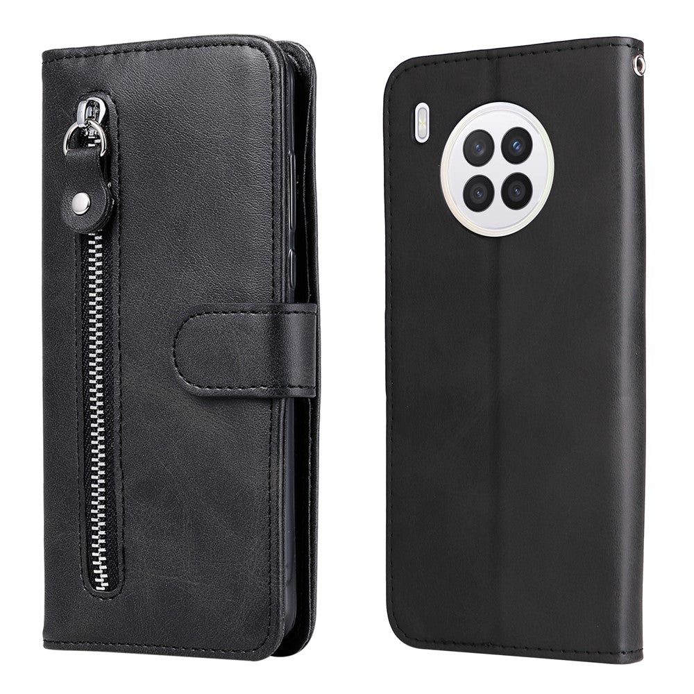 Zippered Pocket PU Leather Case Wallet Stand Design Phone Case for Huawei nova 8i/Honor 50 Lite