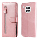 Zippered Pocket PU Leather Case Wallet Stand Design Phone Case for Huawei nova 8i/Honor 50 Lite