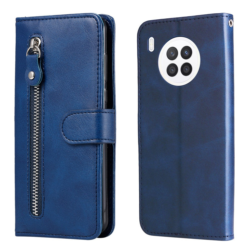Zippered Pocket PU Leather Case Wallet Stand Design Phone Case for Huawei nova 8i/Honor 50 Lite