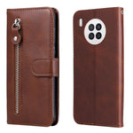 Zippered Pocket PU Leather Case Wallet Stand Design Phone Case for Huawei nova 8i/Honor 50 Lite