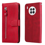 Zippered Pocket PU Leather Case Wallet Stand Design Phone Case for Huawei nova 8i/Honor 50 Lite