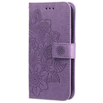 Practical Flip Shell Card Slots Imprinted Flower Pattern TPU+PU Leather Stand Wallet Cover Case with Lanyard for Huawei nova 8i/Honor 50 Lite