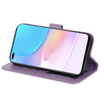 Practical Flip Shell Card Slots Imprinted Flower Pattern TPU+PU Leather Stand Wallet Cover Case with Lanyard for Huawei nova 8i/Honor 50 Lite