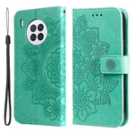 Practical Flip Shell Card Slots Imprinted Flower Pattern TPU+PU Leather Stand Wallet Cover Case with Lanyard for Huawei nova 8i/Honor 50 Lite