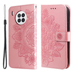 Practical Flip Shell Card Slots Imprinted Flower Pattern TPU+PU Leather Stand Wallet Cover Case with Lanyard for Huawei nova 8i/Honor 50 Lite