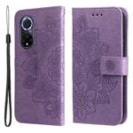 Imprinted Flower Pattern Soft TPU+PU Leather Stand Wallet Cover Case with Lanyard for Huawei nova 9/Honor 50