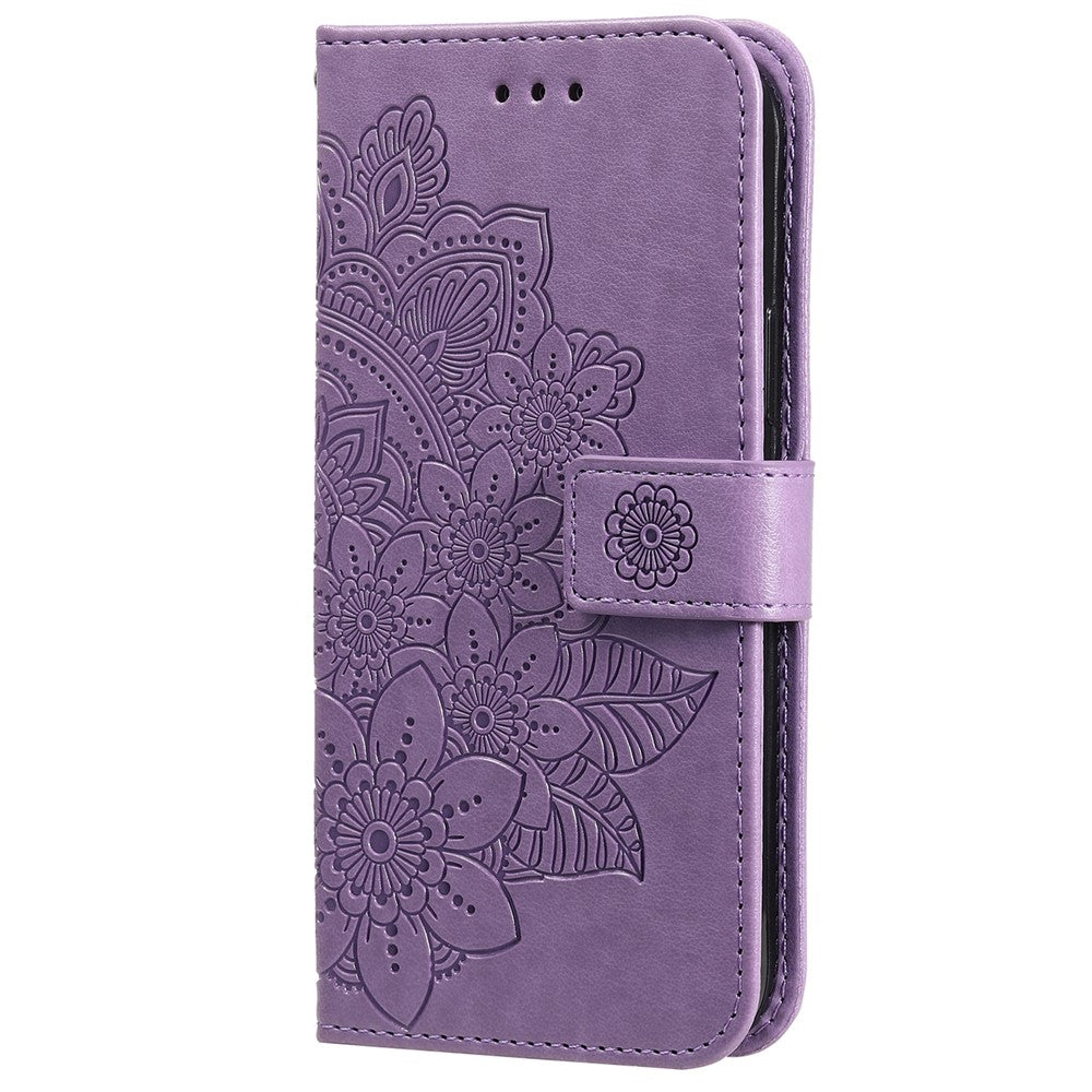 Imprinted Flower Pattern Soft TPU+PU Leather Stand Wallet Cover Case with Lanyard for Huawei nova 9/Honor 50