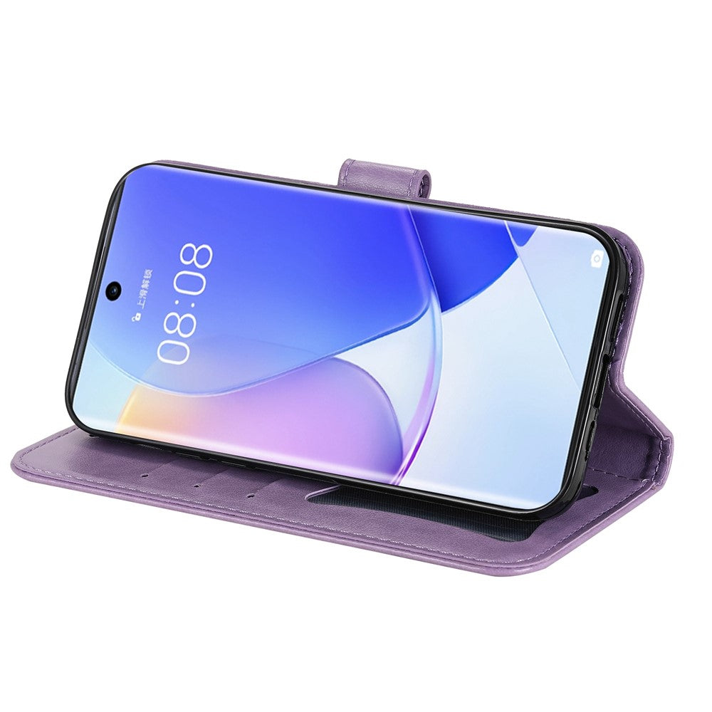 Imprinted Flower Pattern Soft TPU+PU Leather Stand Wallet Cover Case with Lanyard for Huawei nova 9/Honor 50