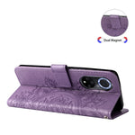 Imprinted Flower Pattern Soft TPU+PU Leather Stand Wallet Cover Case with Lanyard for Huawei nova 9/Honor 50