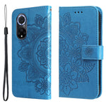 Imprinted Flower Pattern Soft TPU+PU Leather Stand Wallet Cover Case with Lanyard for Huawei nova 9/Honor 50