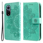 Imprinted Flower Pattern Soft TPU+PU Leather Stand Wallet Cover Case with Lanyard for Huawei nova 9/Honor 50