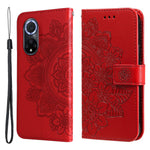 Imprinted Flower Pattern Soft TPU+PU Leather Stand Wallet Cover Case with Lanyard for Huawei nova 9/Honor 50