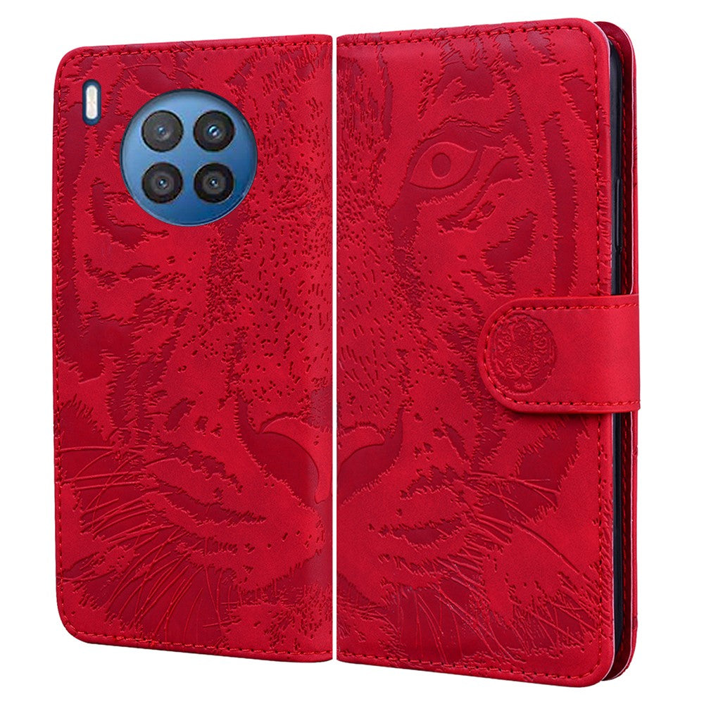 Tiger Pattern Imprinted Horizontal Flip PU Leather Case Magnetic Clasp Stand Wallet Phone Cover for Huawei nova 8i / Honor 50 Lite